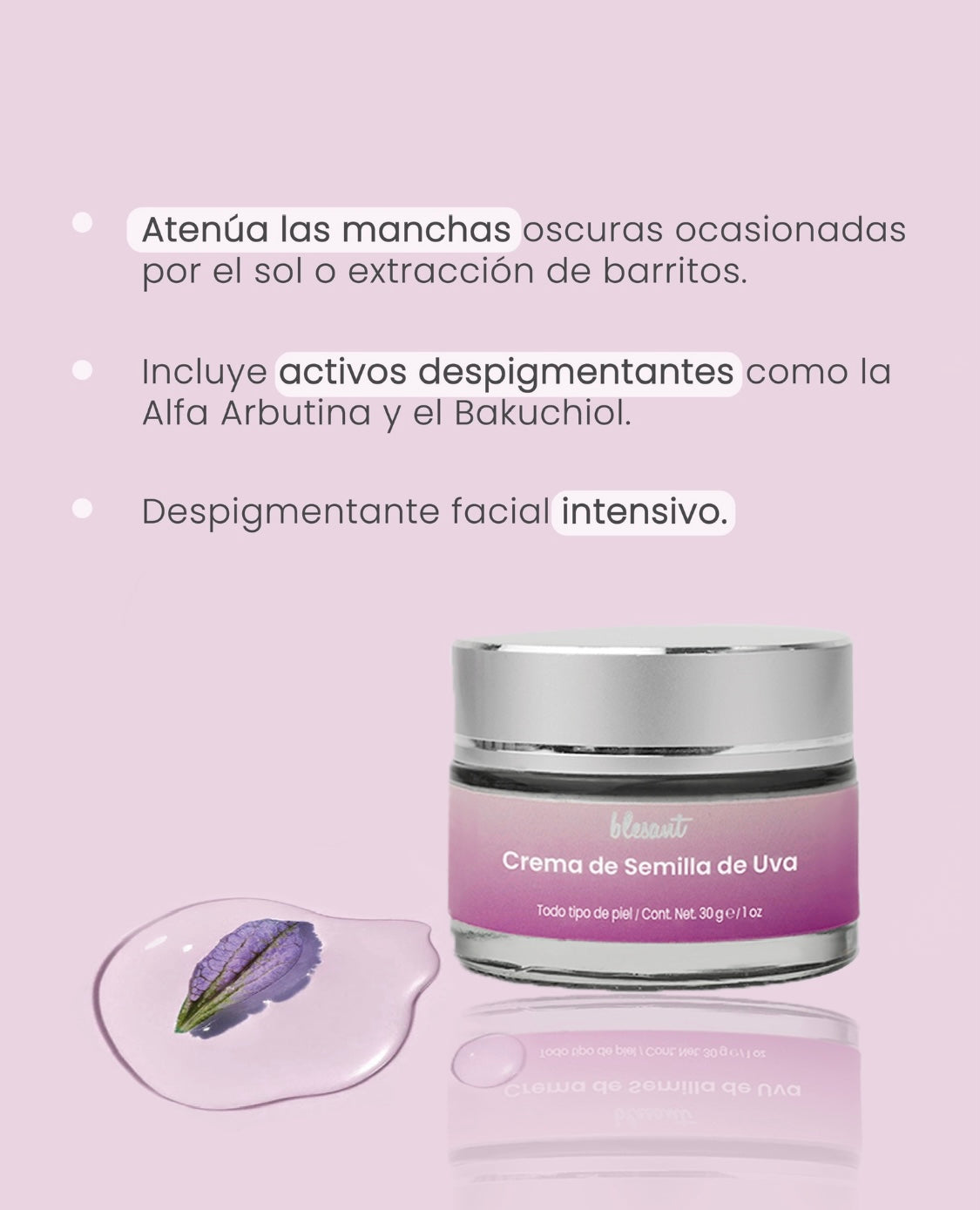 Crema de Semilla de Uva 30 g. Despigmentante Facial Intensivo.