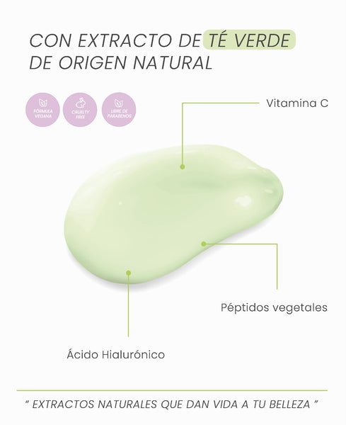 Crema Revitalizante de Té Verde 30 g. Antiedad cutis normal a mixto.