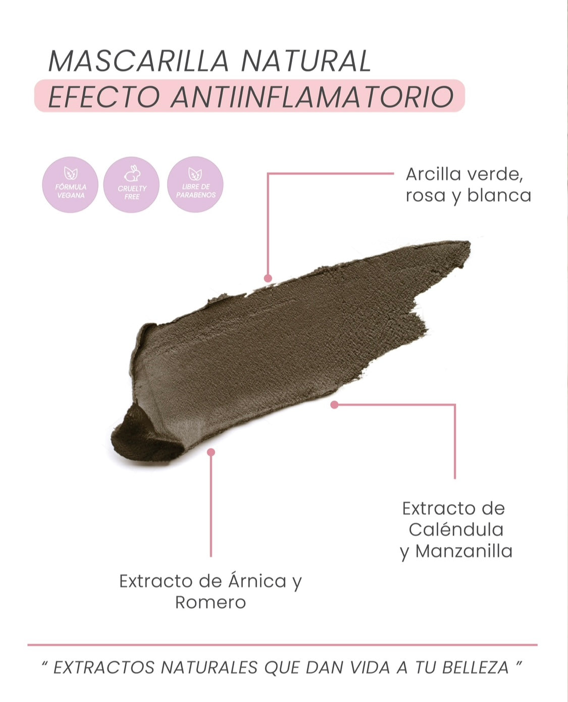 Mascarilla de Arcilla 60 g. Control Brillo Facial y Poros Limpios.
