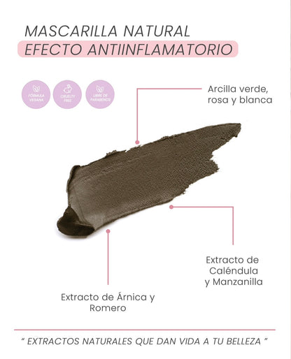 Mascarilla de Arcilla 60 g. Control Brillo Facial y Poros Limpios.