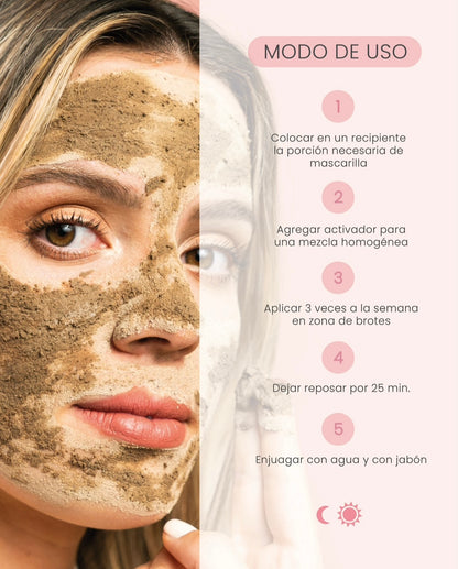 Mascarilla de Arcilla 60 g. Control Brillo Facial y Poros Limpios.