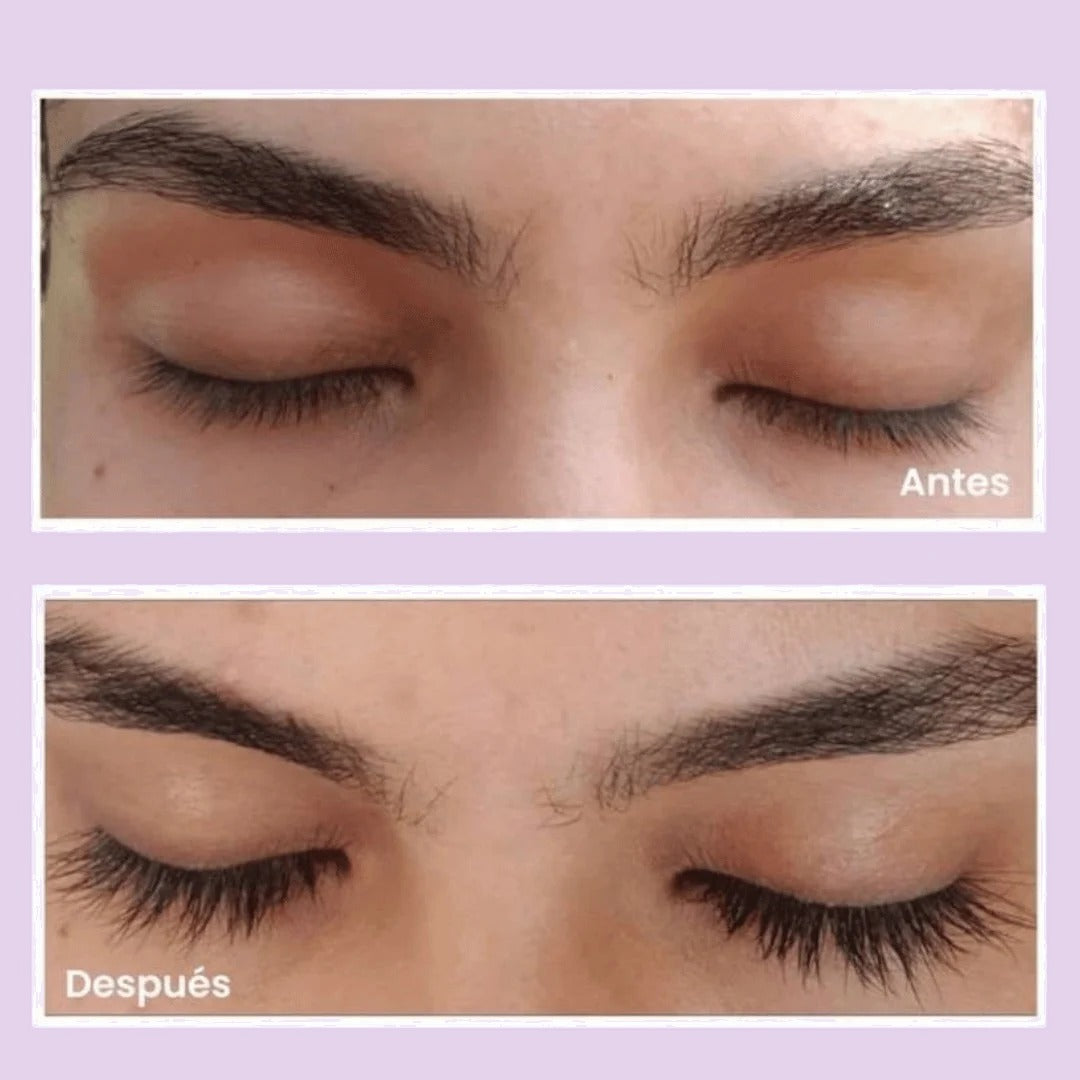 Antes y después de clienta con B-Lashes