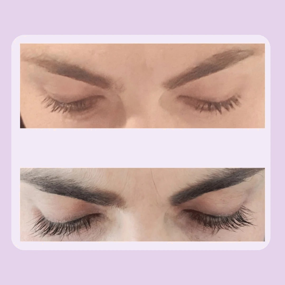 Antes y después de clienta con B-Lashes